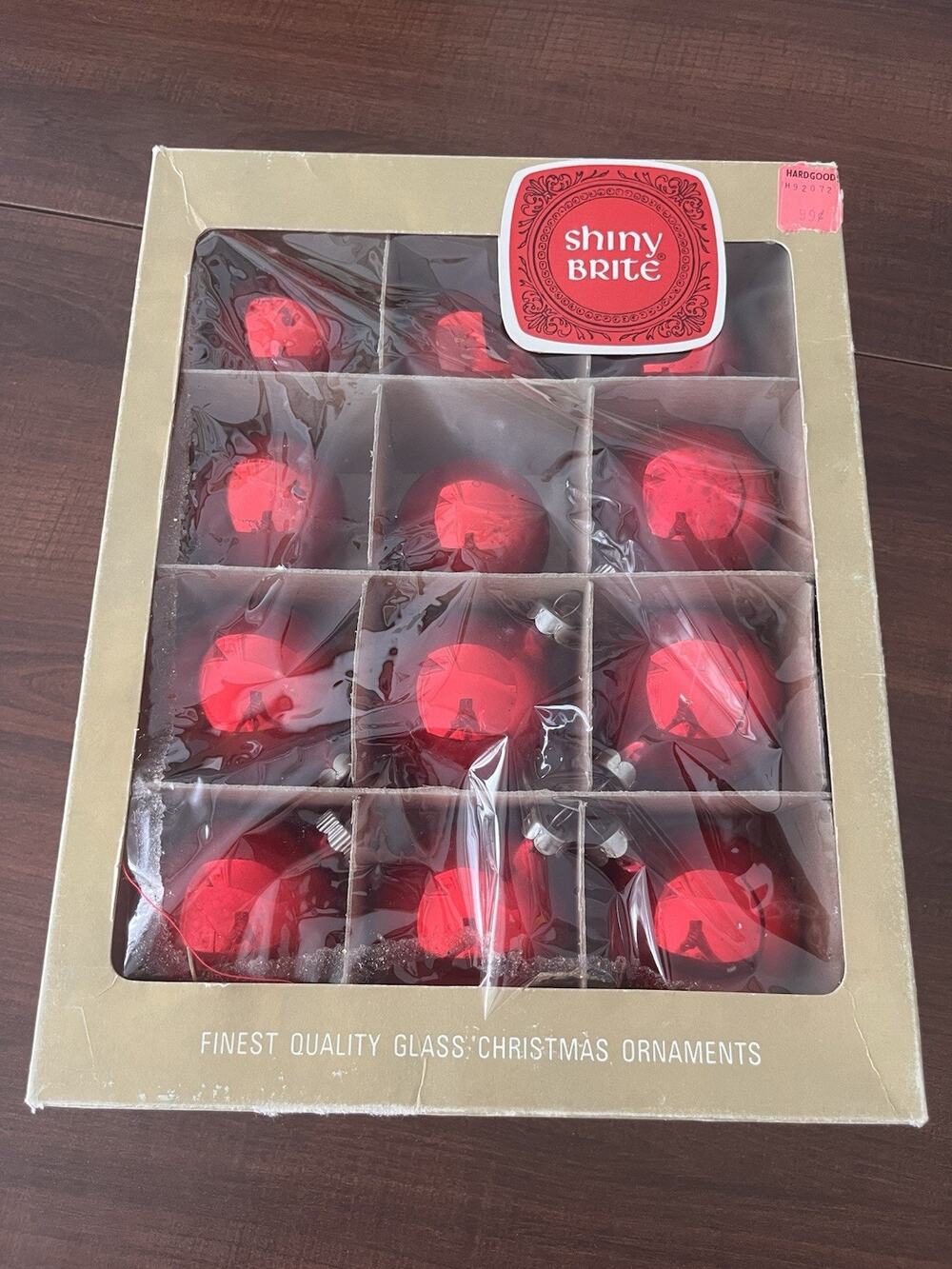 VINTAGE RED SHINY BRITE 12 IN BOX Two Different Sizes